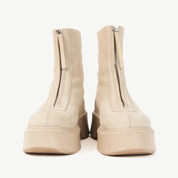 The Row Beige Leather Platform Zipped Boot - Picture 2 of 9